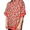 Beige Cherry Button Down Men Casual Shirt - Image 3
