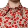 Beige Cherry Button Down Men Casual Shirt - Image 5