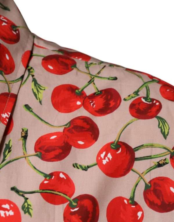 Beige Cherry Button Down Men Casual Shirt - Image 6