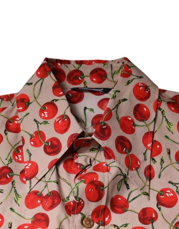 Beige Cherry Button Down Men Casual Shirt - Image 7