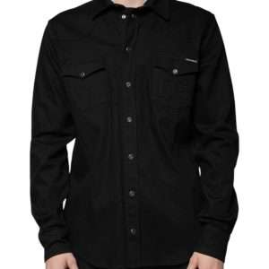 Black Cotton Collared Button Down Shirt