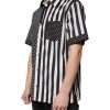 Black White Striped Button Down Casual Shirt - Image 3