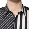 Black White Striped Button Down Casual Shirt - Image 5