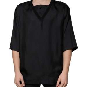 Black Cotton Square Neck Short Sleeve T-shirt