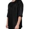 Black Cotton Square Neck Short Sleeve T-shirt - Image 3