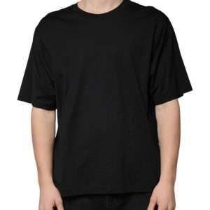 Black Cotton Crew Neck Short Sleeves T-shirt