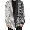 Black White Polka Dots Silk Men Casual Shirt - Image 2