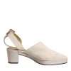 Off White Block Heels Slingback Sandals Shoes - Image 7