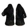 Black Lace Stretch Heels Mid Calf Boots Shoes - Image 2