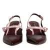 Pink Maroon Leather Kitten Heels Slingbacks Shoes - Image 2