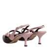 Pink Maroon Leather Kitten Heels Slingbacks Shoes - Image 5