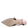 Pink Maroon Leather Kitten Heels Slingbacks Shoes - Image 6
