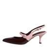 Pink Maroon Leather Kitten Heels Slingbacks Shoes - Image 8