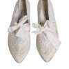 White Ribbon Fabric Ballerina Flats Shoes - Image 3