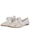 White Ribbon Fabric Ballerina Flats Shoes - Image 4