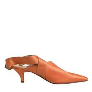 Orange Kitten Heels Slingback Sandals Shoes