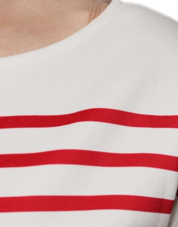 White Red Stripes Cotton Long Sleeves Top - Image 6