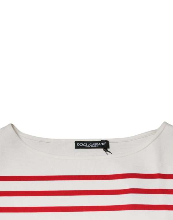 White Red Stripes Cotton Long Sleeves Top - Image 7