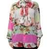 Multicolor Floral Patchwork Ascot Collar Top - Image 2