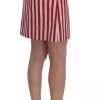 Silver Red Striped Above Knees Skirt - Image 4
