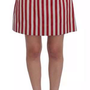 Silver Red Striped Above Knees Skirt
