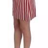 Silver Red Striped Above Knees Skirt - Image 6
