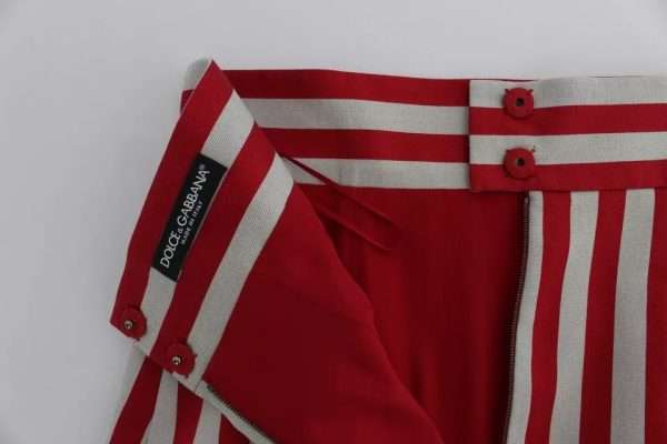 Silver Red Striped Above Knees Skirt - Image 7