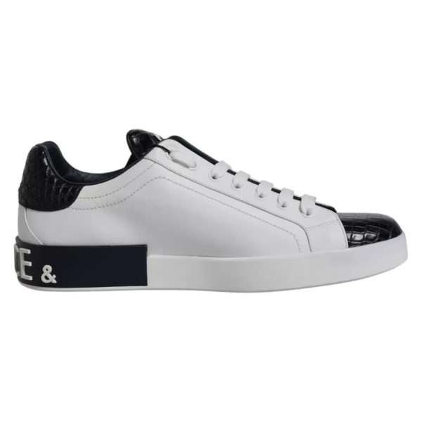 White Leather Logo Portofino Sneaker Shoes - Image 2