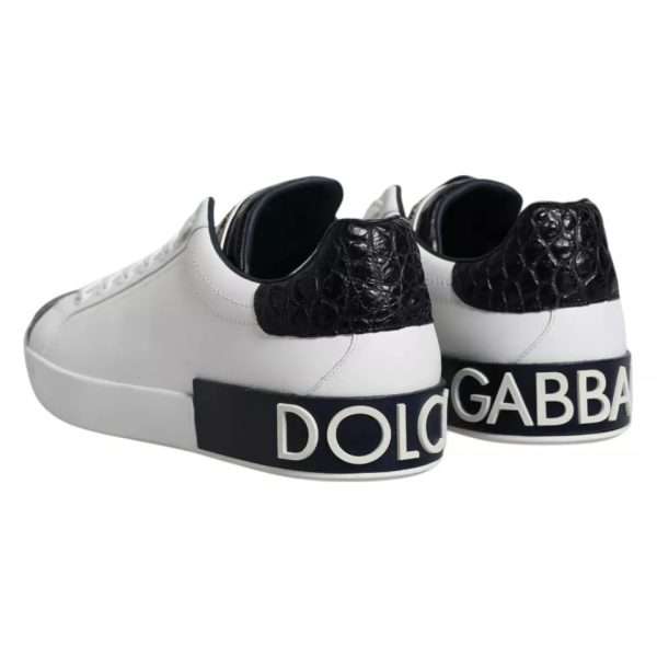 White Leather Logo Portofino Sneaker Shoes - Image 4