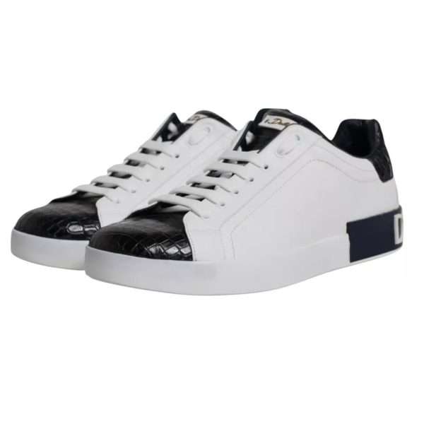 White Leather Logo Portofino Sneaker Shoes - Image 5