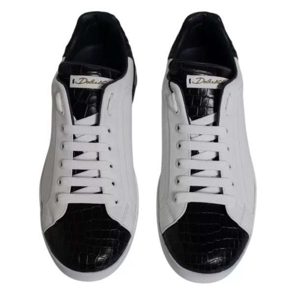 White Leather Logo Portofino Sneaker Shoes - Image 6