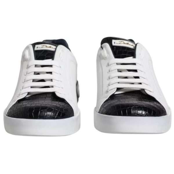 White Leather Logo Portofino Sneaker Shoes - Image 8