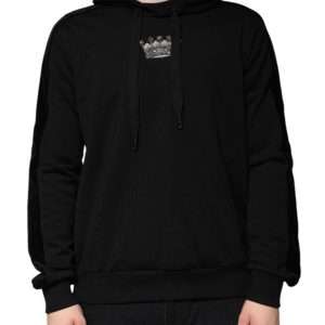Black Crown Cotton Hooded Sweatshirt Sweater