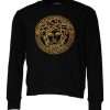 Black Medusa Embroidery Crew Neck Pullover Sweater - Image 2