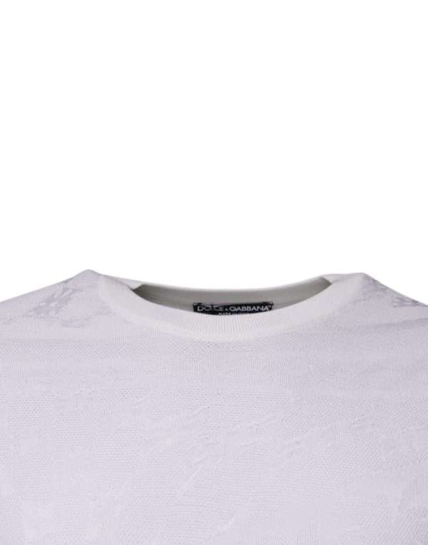 White Silk Crew Neck Men Pullover Sweater - Image 3