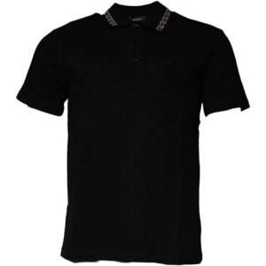 Black Viscose Collared Polo Short Sleeves T-shirt