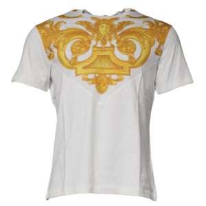 White Medusa Print Cotton Crew Neck T-shirt