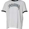 White Graphic Print Cotton Crew Neck T-shirt - Image 2