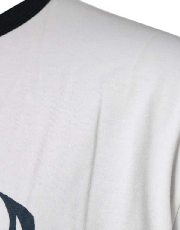 White Graphic Print Cotton Crew Neck T-shirt - Image 4