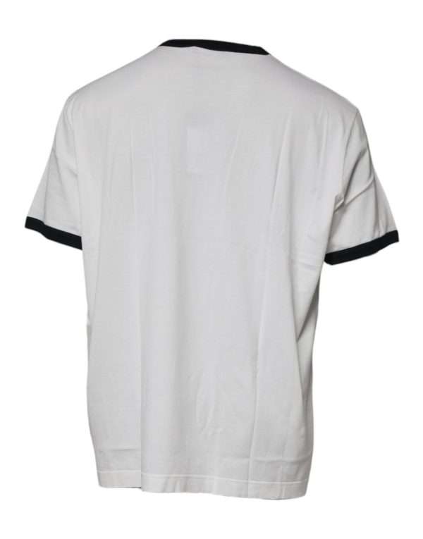 White Graphic Print Cotton Crew Neck T-shirt - Image 5