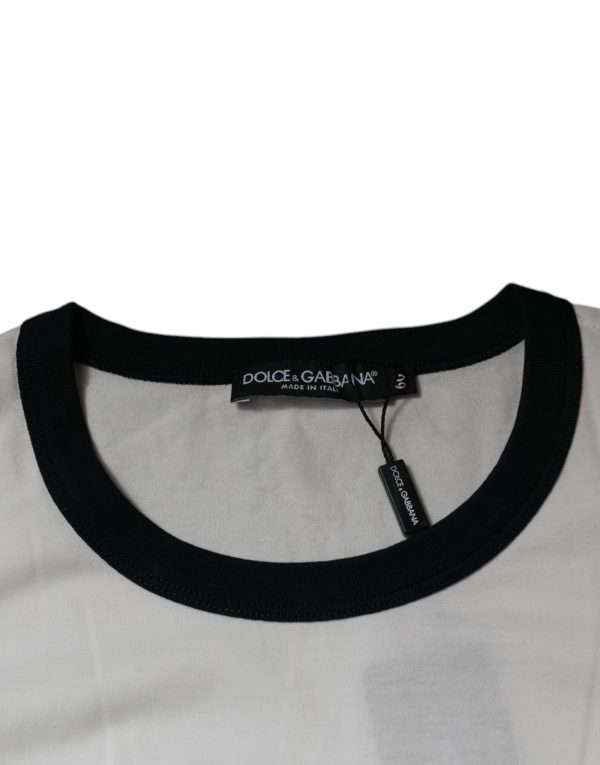 White Graphic Print Cotton Crew Neck T-shirt - Image 6
