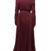Maroon Belted Button Down Dress - Image 4