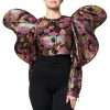 Multicolor Floral Jacquard Cropped Jacket - Image 2