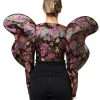 Multicolor Floral Jacquard Cropped Jacket - Image 3