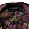 Multicolor Floral Jacquard Cropped Jacket - Image 6
