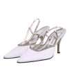 White Strass Crystal Slingbacks Pumps Shoes - Image 4