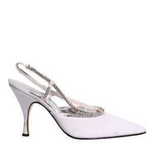 White Strass Crystal Slingbacks Pumps Shoes