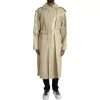 Beige Lambskin Leather Trench Coat Jacket - Image 2