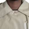Beige Lambskin Leather Trench Coat Jacket - Image 8