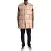 Beige Quilted Sleeveless Calf Leather Jacket - Image 2